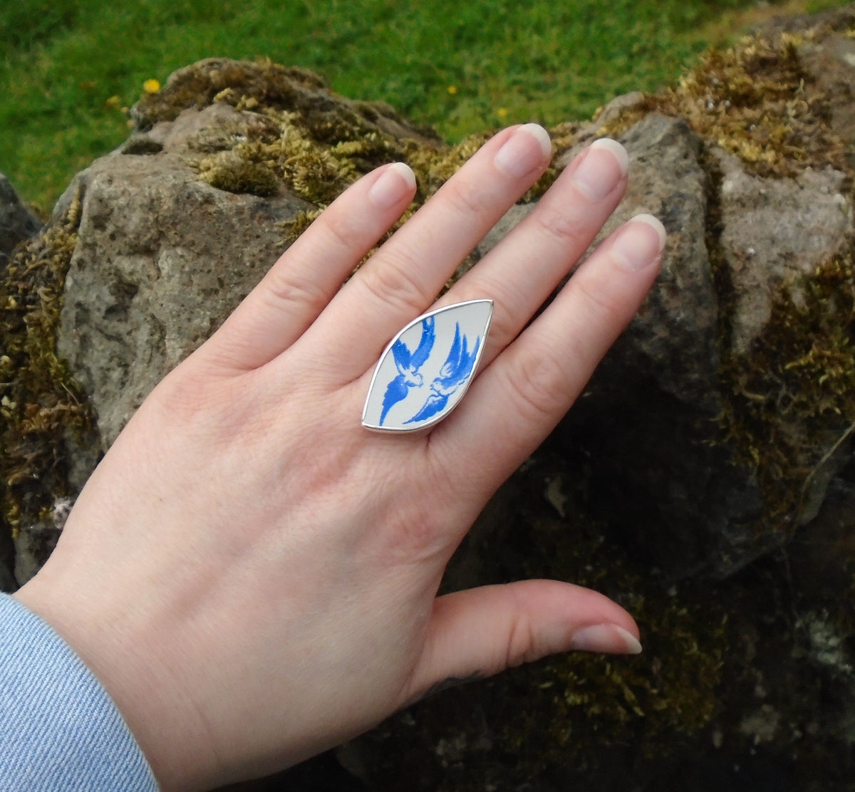 Old Willow Doves Sterling Silver Adjustable Ring