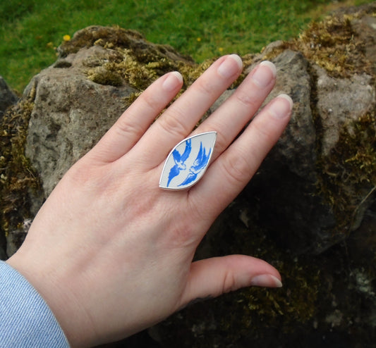 Old Willow Doves Sterling Silver Adjustable Ring