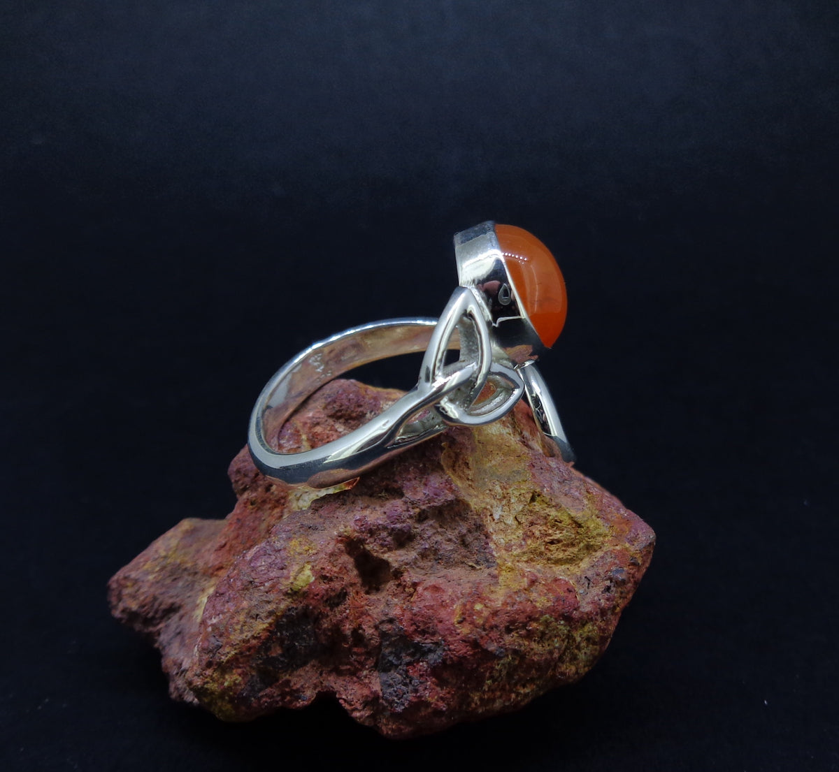 Carnelian Sterling Silver Celtic Ring