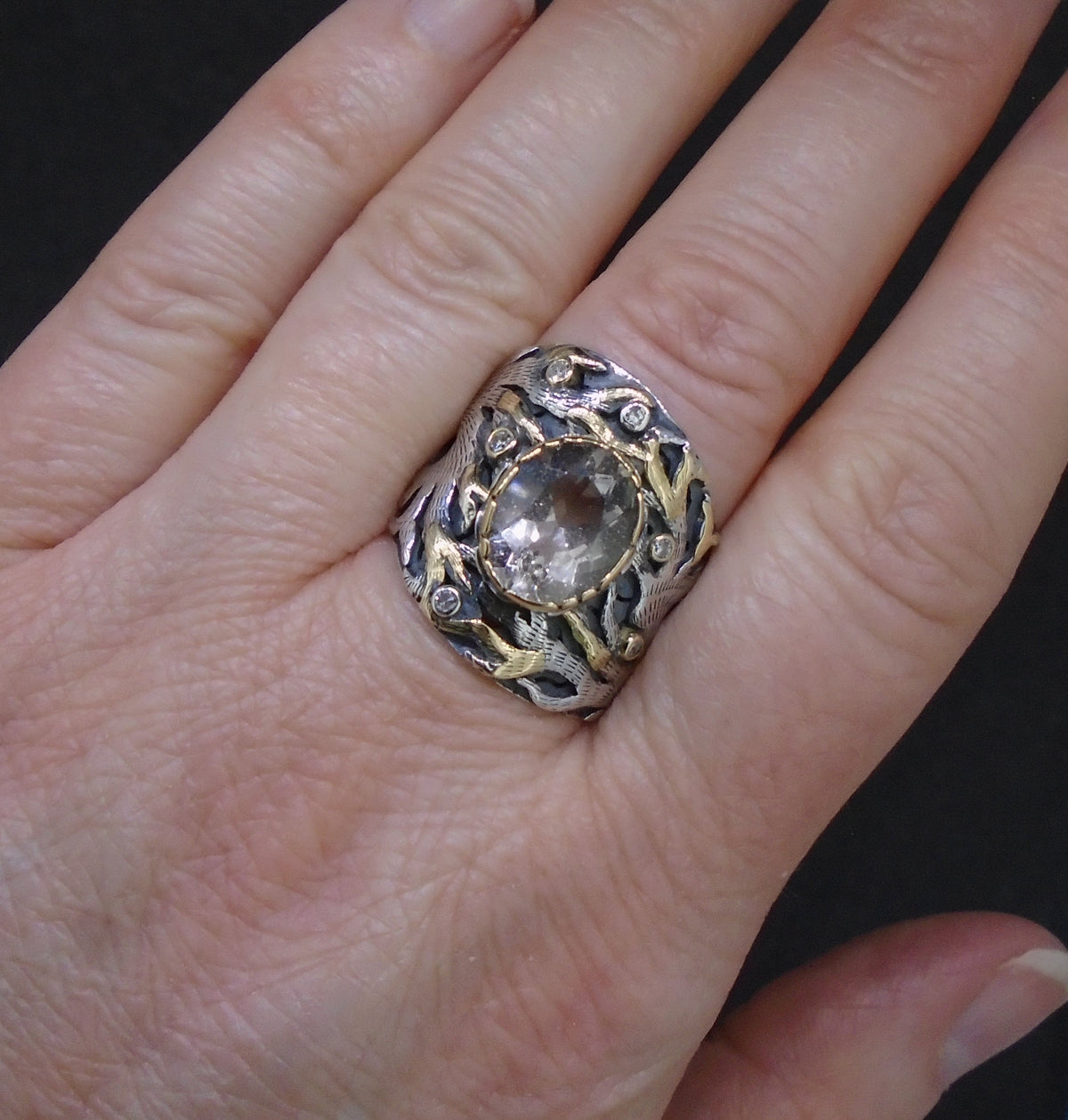 'Freumhan' Perthshire Smoky Quartz & Diamond Scottish Gold & Silver Ring