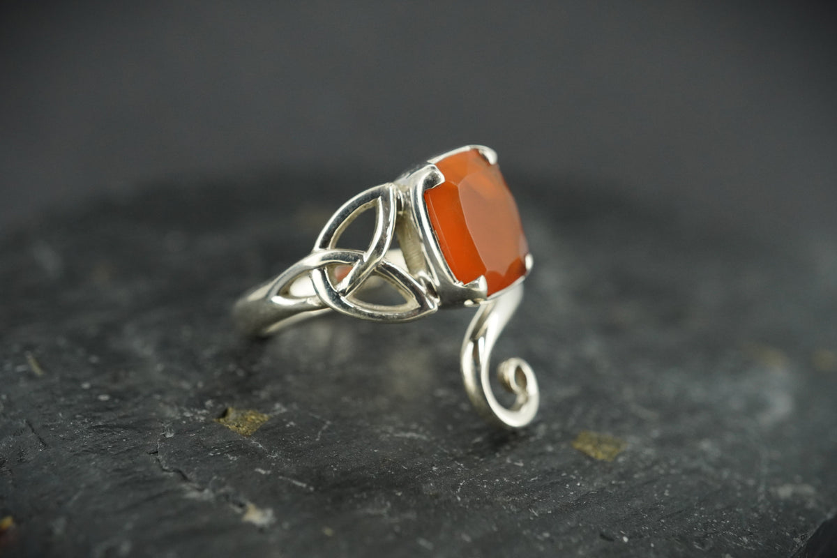 Scottish Angus Carnelian Sterling Silver Celtic Ring