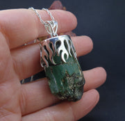 Natural Emerald Shard Sterling Silver Pendant
