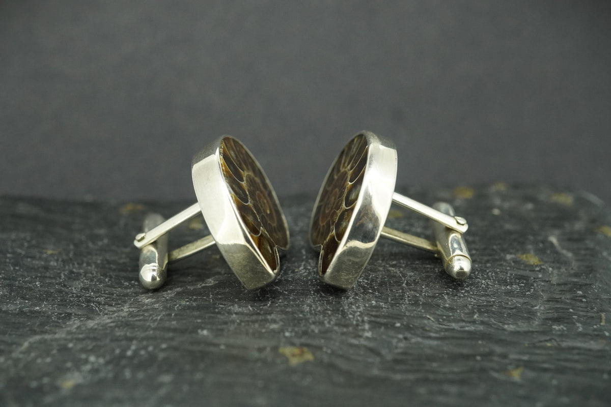 Ammonite Sterling Silver Cufflinks