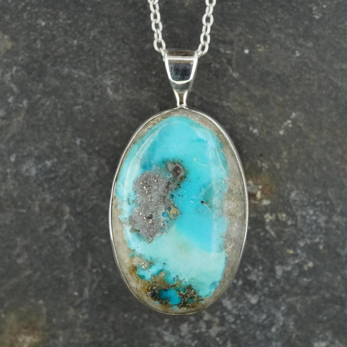 Rare Persian Turquoise Sterling Silver Pendant