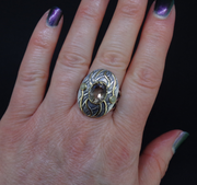 'Tatha' Perthshire Smoky Quartz & Misty Diamond, Scottish Gold & Silver Ring