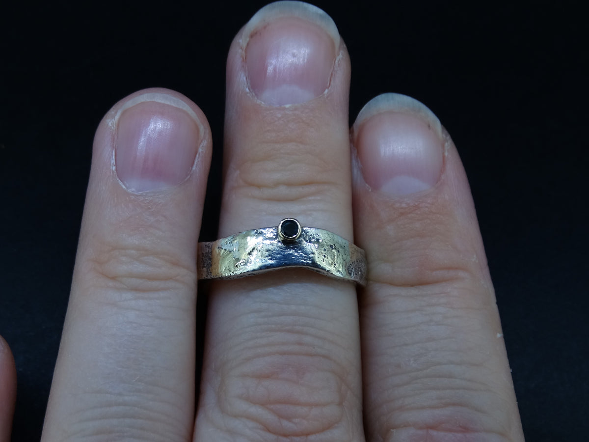 Dark Blue Scottish Sapphire with Scottish Gold Highlights