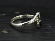 Black Sapphire and Emerald Sterling Silver Ring