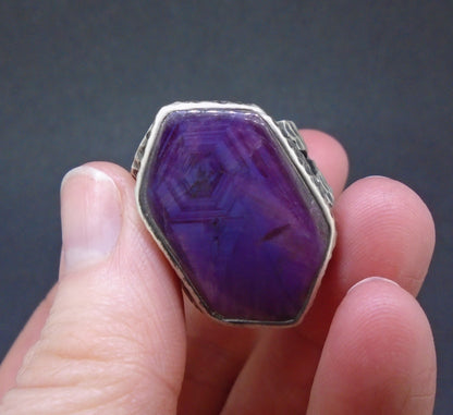 Trapiche Ruby & Rose Sapphire Sterling Silver Ring