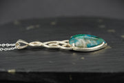 Chrysocolla & Malachite Sterling Silver Celtic Pendant