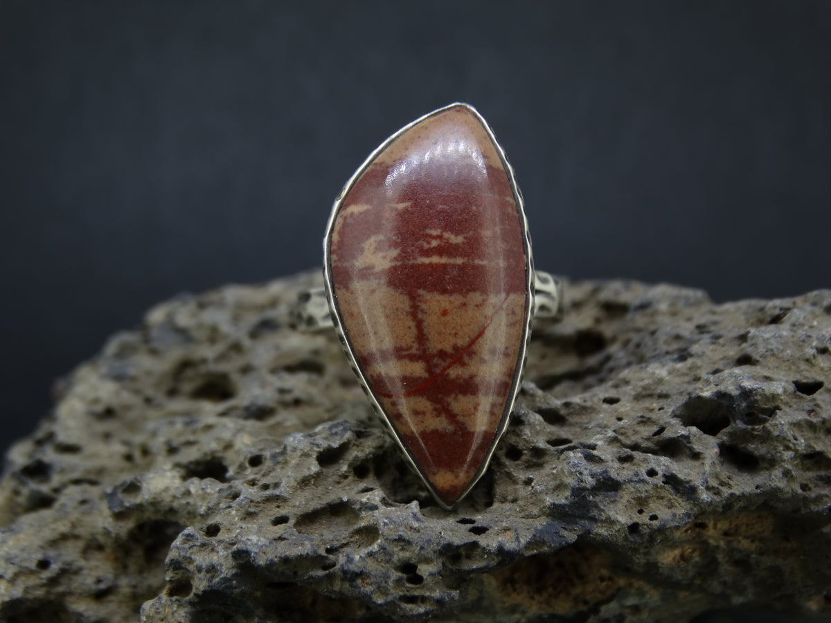 Arthur's Seat Jasper Hammered Sterling Silver Ring