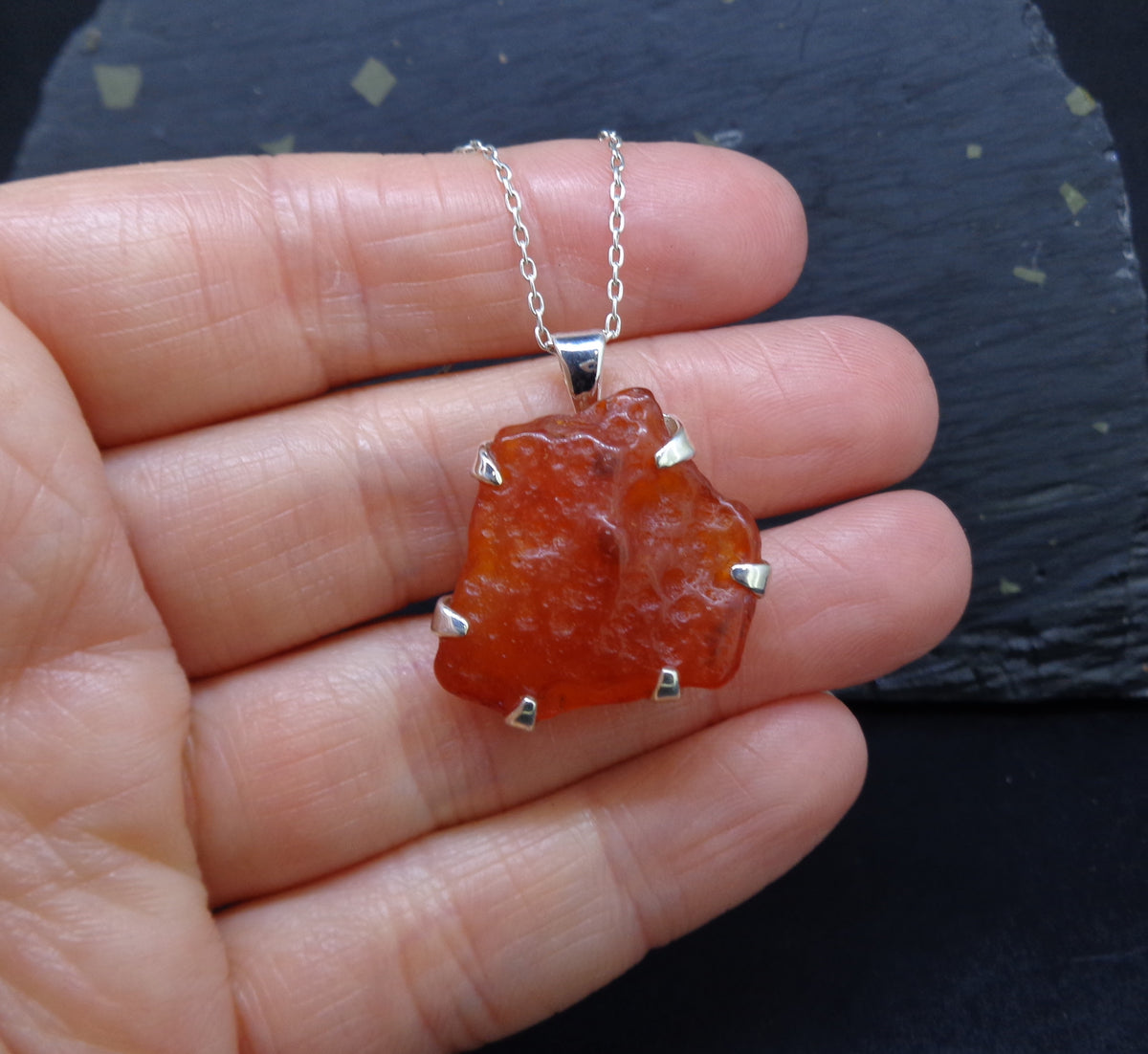 Carnelian Sterling Silver Pendant