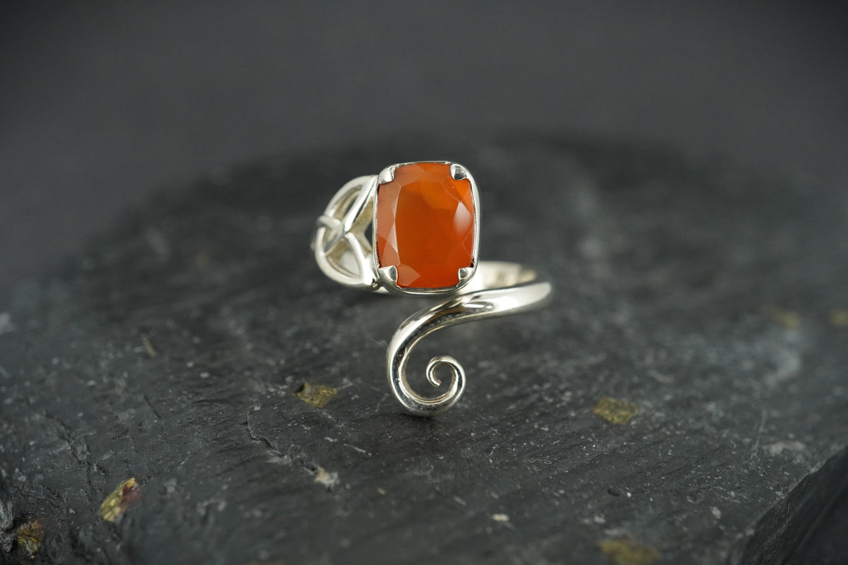 Scottish Angus Carnelian Sterling Silver Celtic Ring