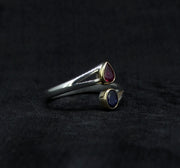 Pink & Indigo Sapphire 18ct Gold & Sterling Silver Ring