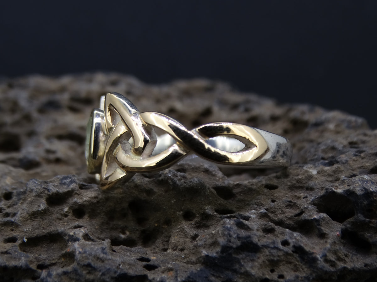 Scottish Beryl with Scottish Gold and Sterling Silver Celtic Ring