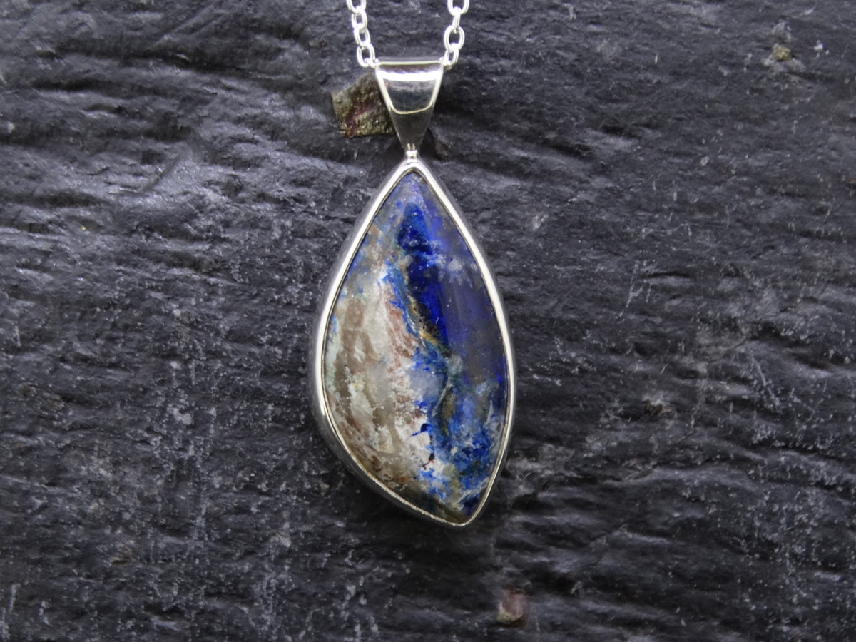Rare Cornish Azurite Sterling Silver Pendant