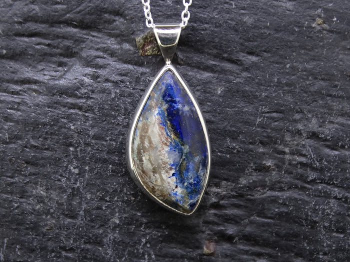 Rare Cornish Azurite Sterling Silver Pendant