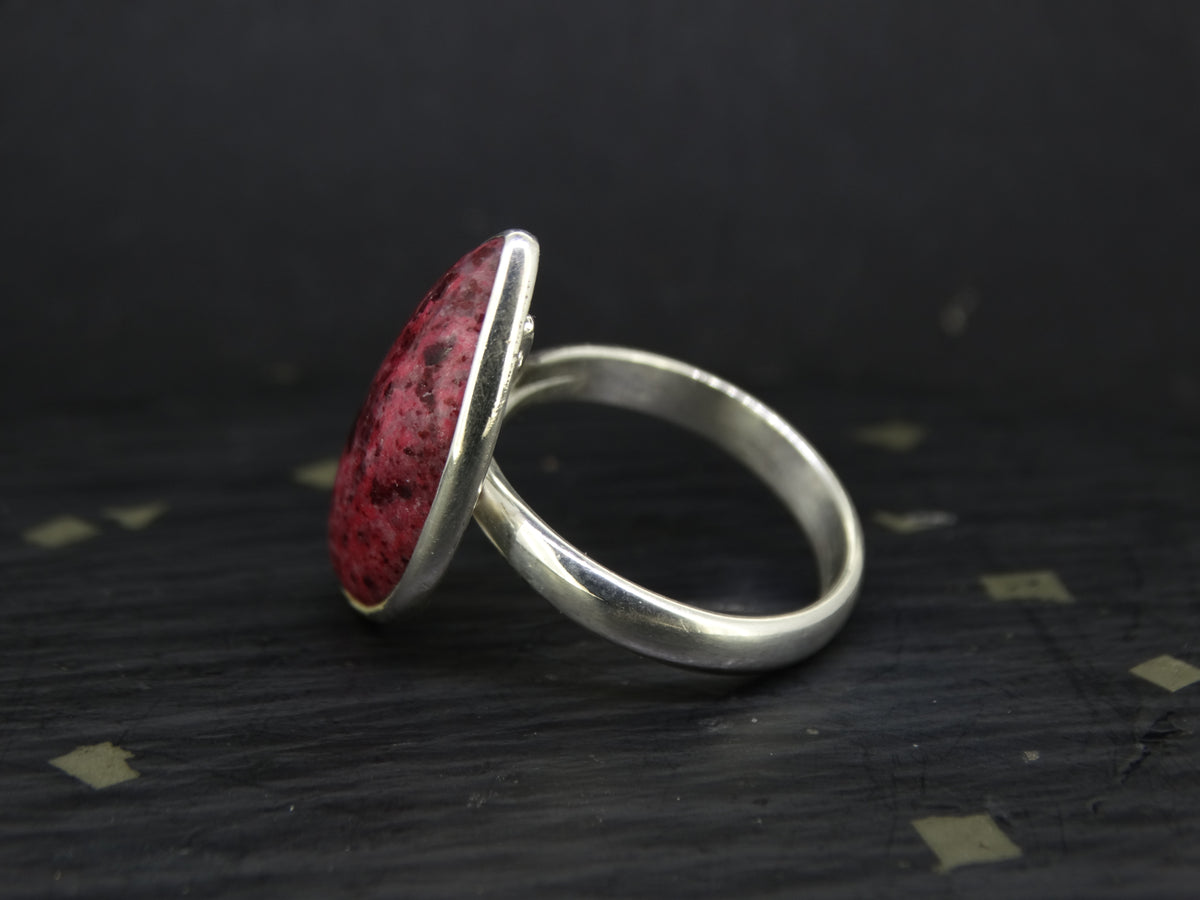 Thulite Sterling Silver Adjustable Ring
