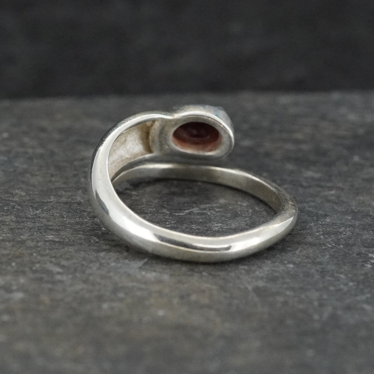 Garnet Sterling Silver Snake Ring