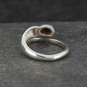 Garnet Sterling Silver Snake Ring