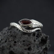 Garnet Sterling Silver Serpent Ring