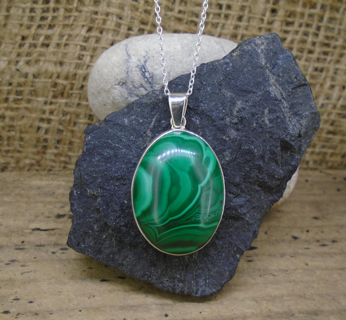 Malachite Sterling Silver Pendant