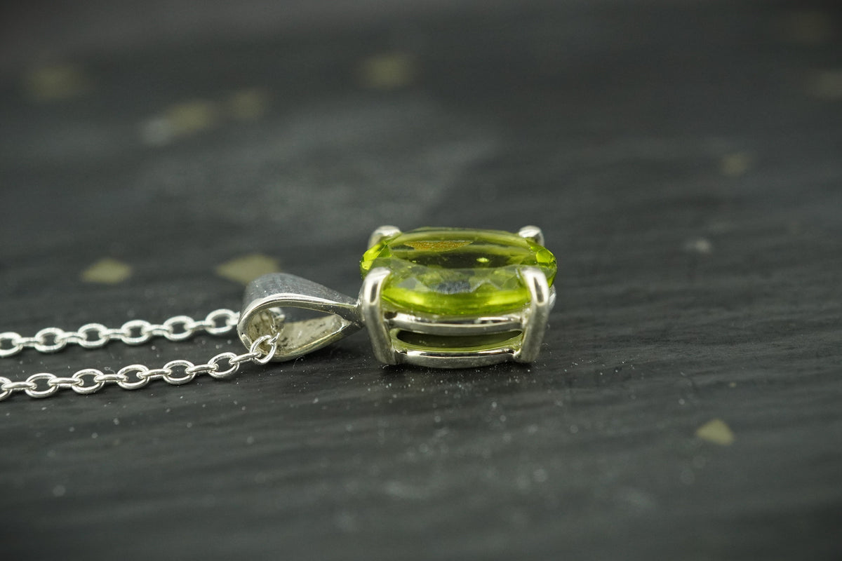 Oval Peridot Sterling Silver Pendant