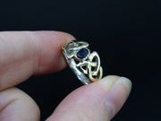 Scottish Sapphire with Scottish Gold Celtic Trinity Knot Ring