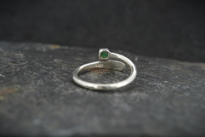 Square Emerald Sterling Silver Wrap Ring