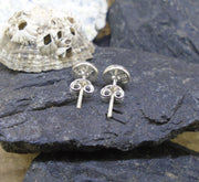 Round 6mm Iona Marble Sterling Silver Stud Earrings