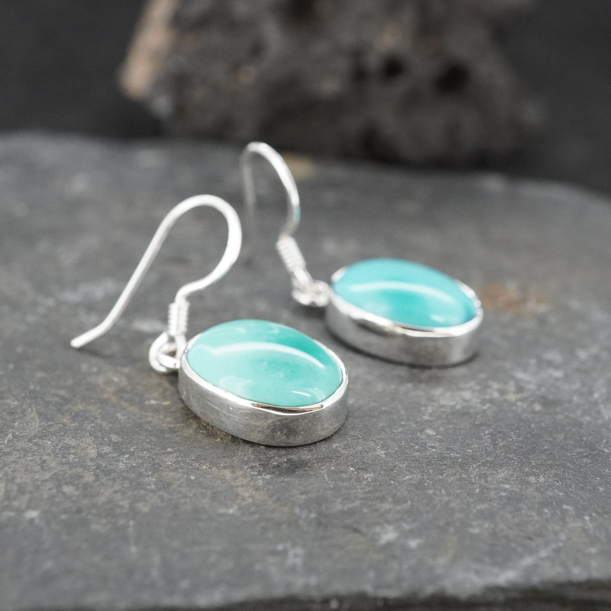 Asian Turquoise Sterling Silver Drop Earrings
