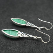 Malachite Celtic Sterling Silver Drop Earrings