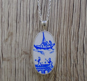 Old Willow Boat & Bridge Sterling Silver Pendant