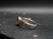 2ct Blue Topaz Celtic Ring with 18ct Gold & Sterling Silver