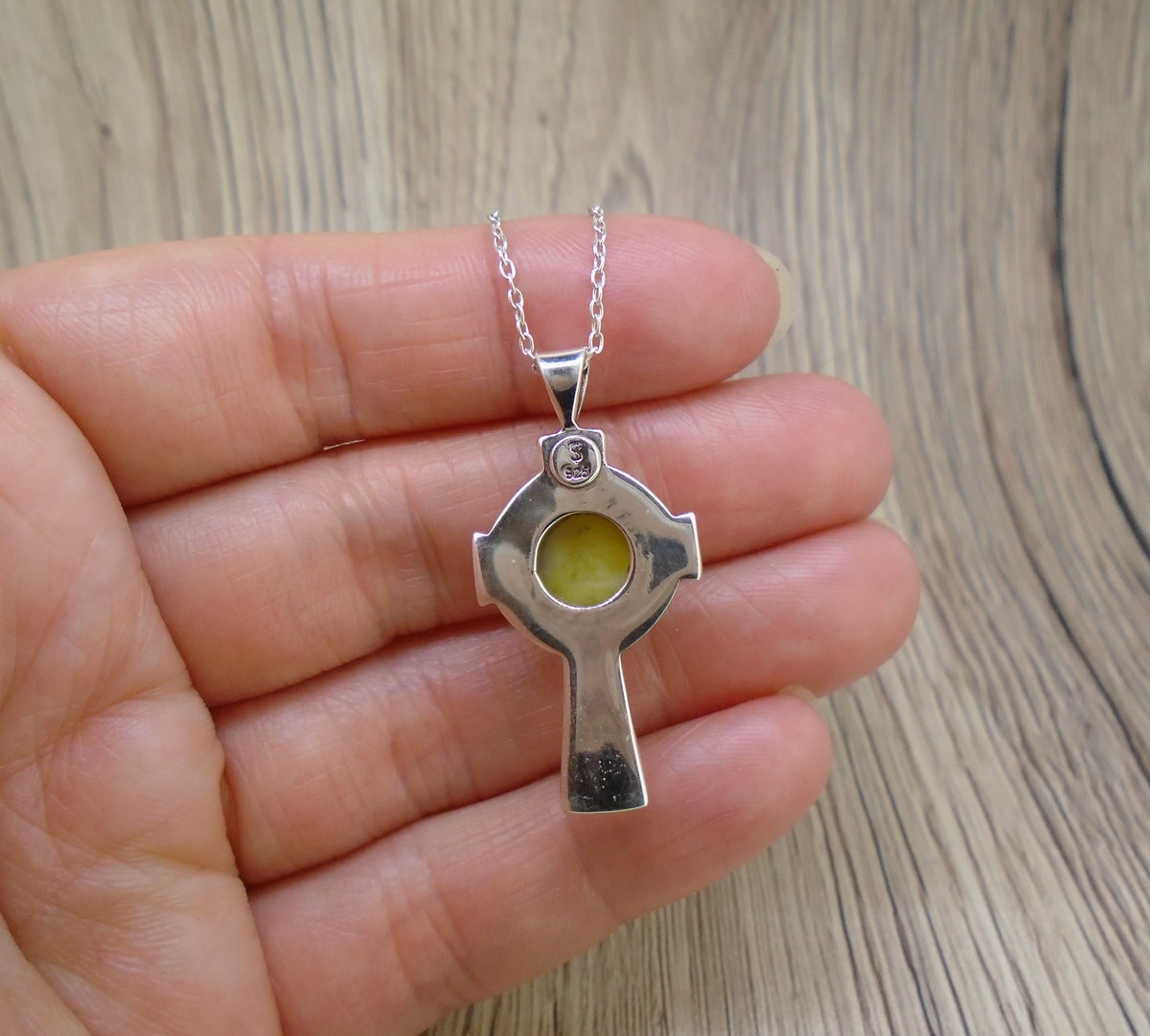 Highland Marble Celtic Cross Sterling Silver Pendant