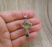 Highland Marble Celtic Cross Sterling Silver Pendant