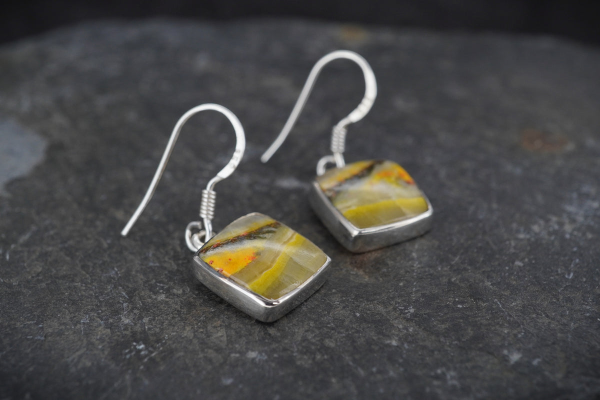 Bumblebee Jasper Sterling Silver Drop Earrings