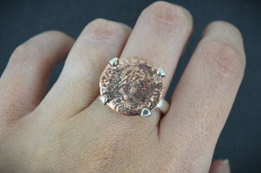 Ancient Roman Coin Sterling Silver Ring