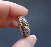 'Tonn-mara' Scottish Amethyst & Elie Ruby Scottish Gold & Silver Ring