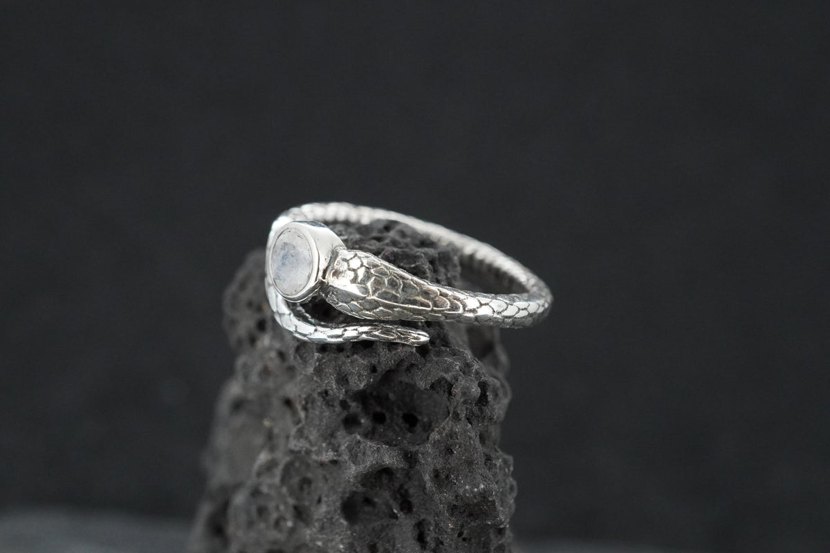 Blue Moonstone Sterling Silver Serpent Ring