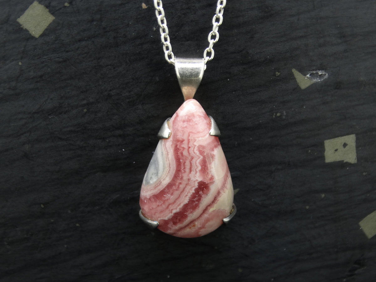 Rhodochrosite Sterling Silver Drop Pendant