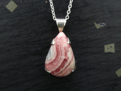 Rhodochrosite Sterling Silver Drop Pendant