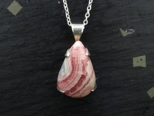 Rhodochrosite Sterling Silver Drop Pendant