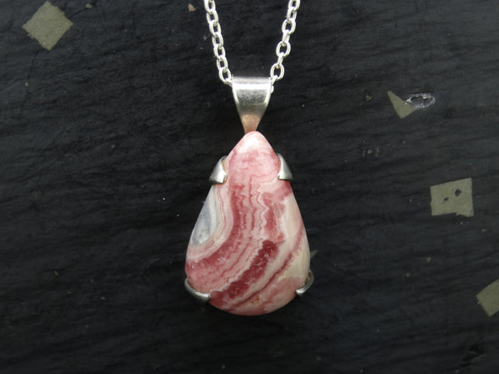 Rhodochrosite Sterling Silver Drop Pendant