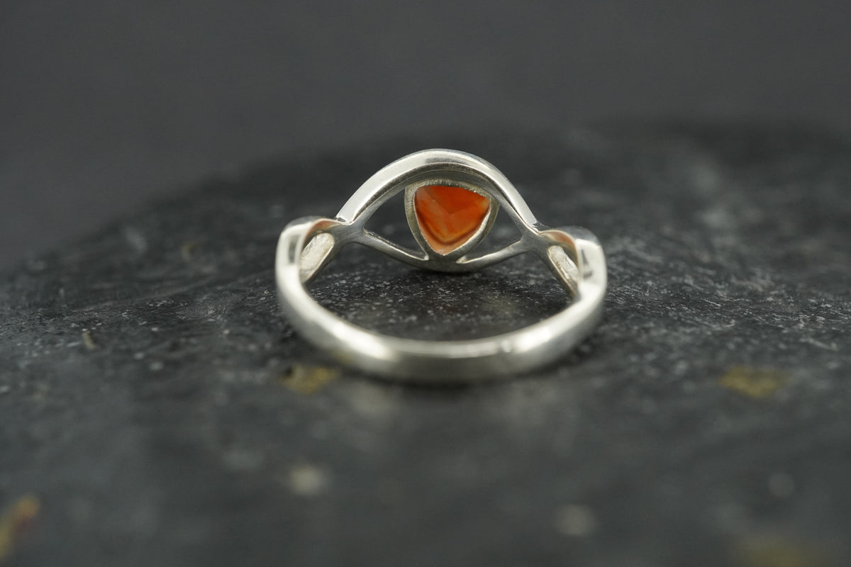 Scottish Carnelian Twisted Design Sterling Silver Ring