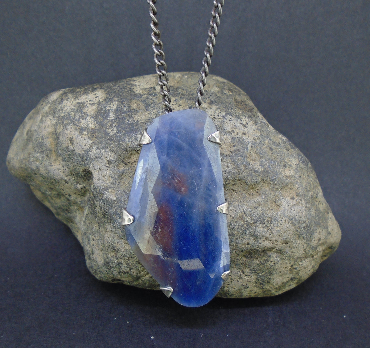 Natural Fancy Sapphire Sterling Silver Pendant