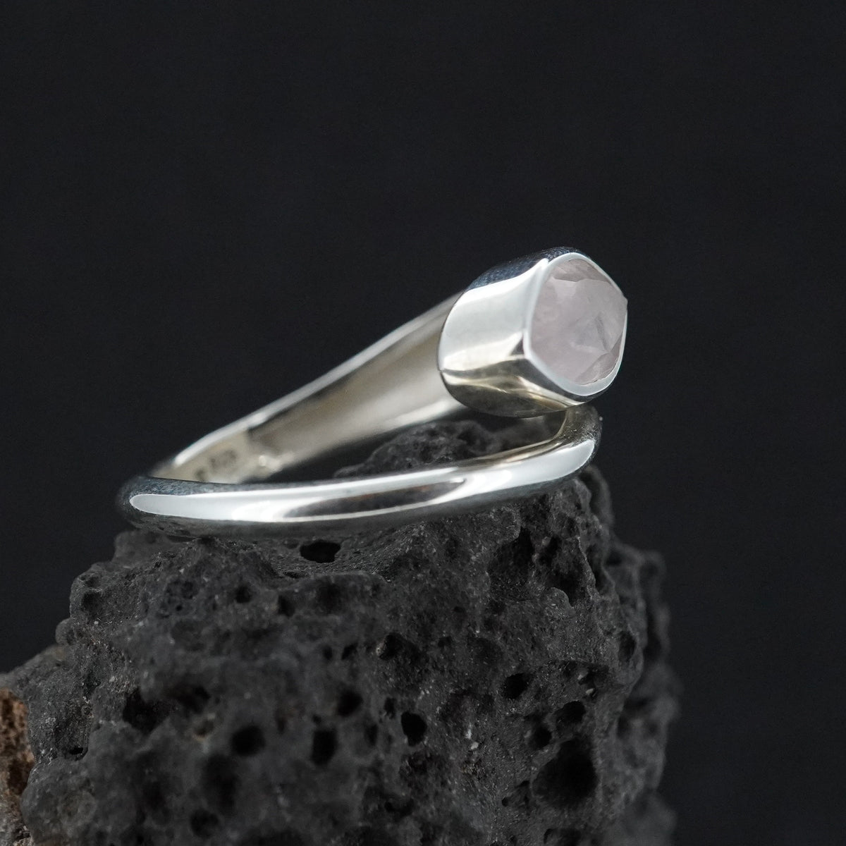 Rose Quartz Sterling Silver Wrap Snake Ring