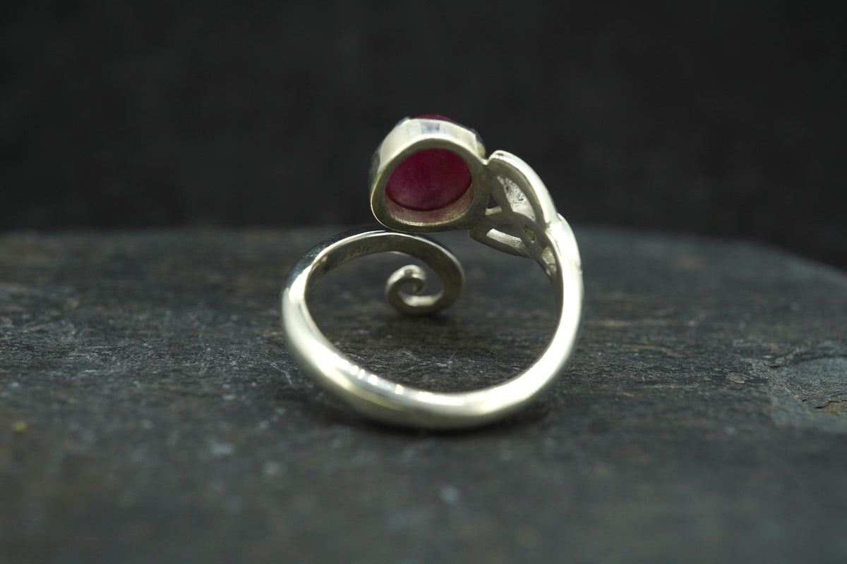 Pink Ruby Sterling Silver Celtic Ring