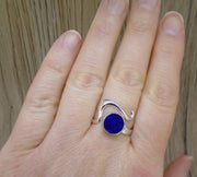 Old Willow Flow Blue Sterling Silver Adjustable Wave Ring