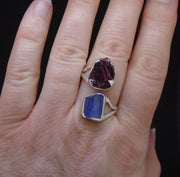 Spessartine Garnet & Blue Kyanite Sterling Silver Adjustable Ring