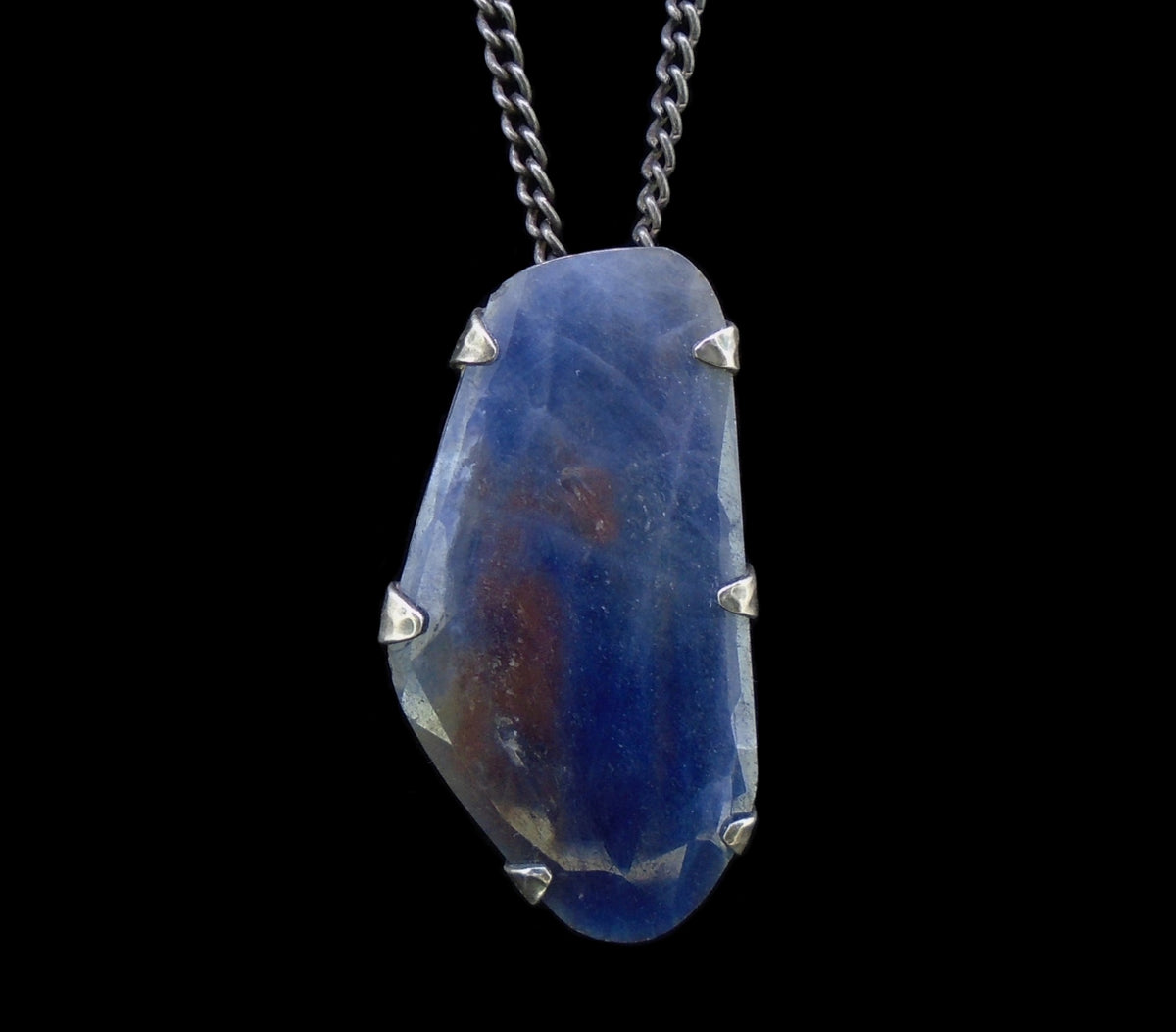 Natural Fancy Sapphire Sterling Silver Pendant